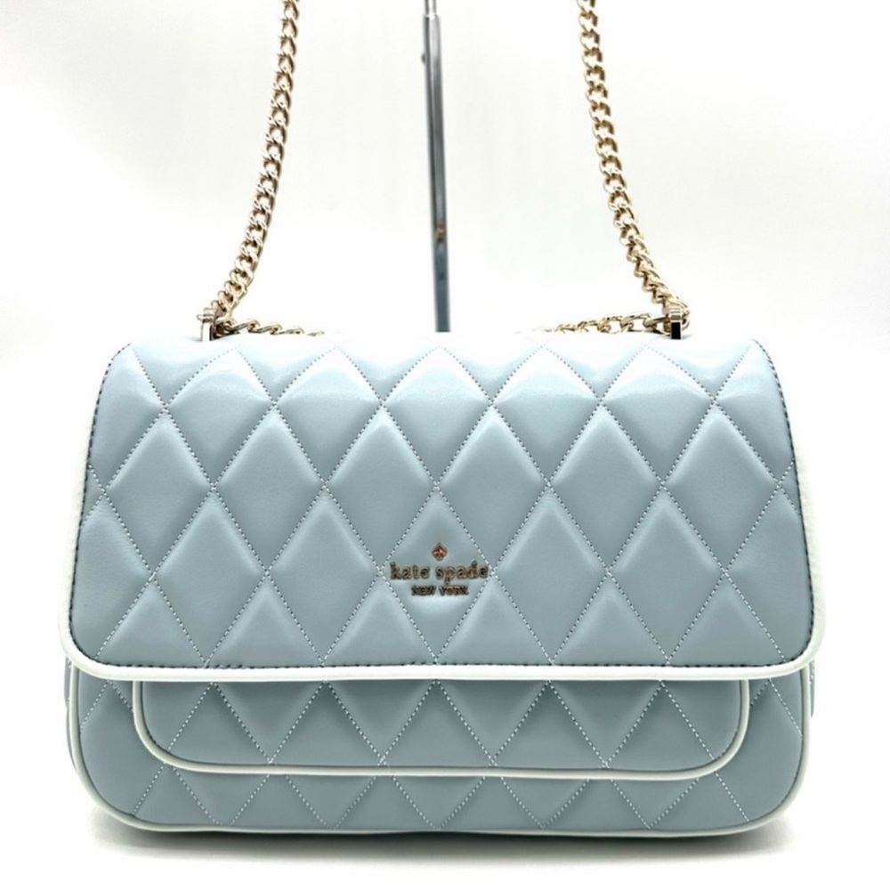 Kate Spade Colorblock Carey Quilted Leather Flap Shoulder Bag Wild Sage (NWT)